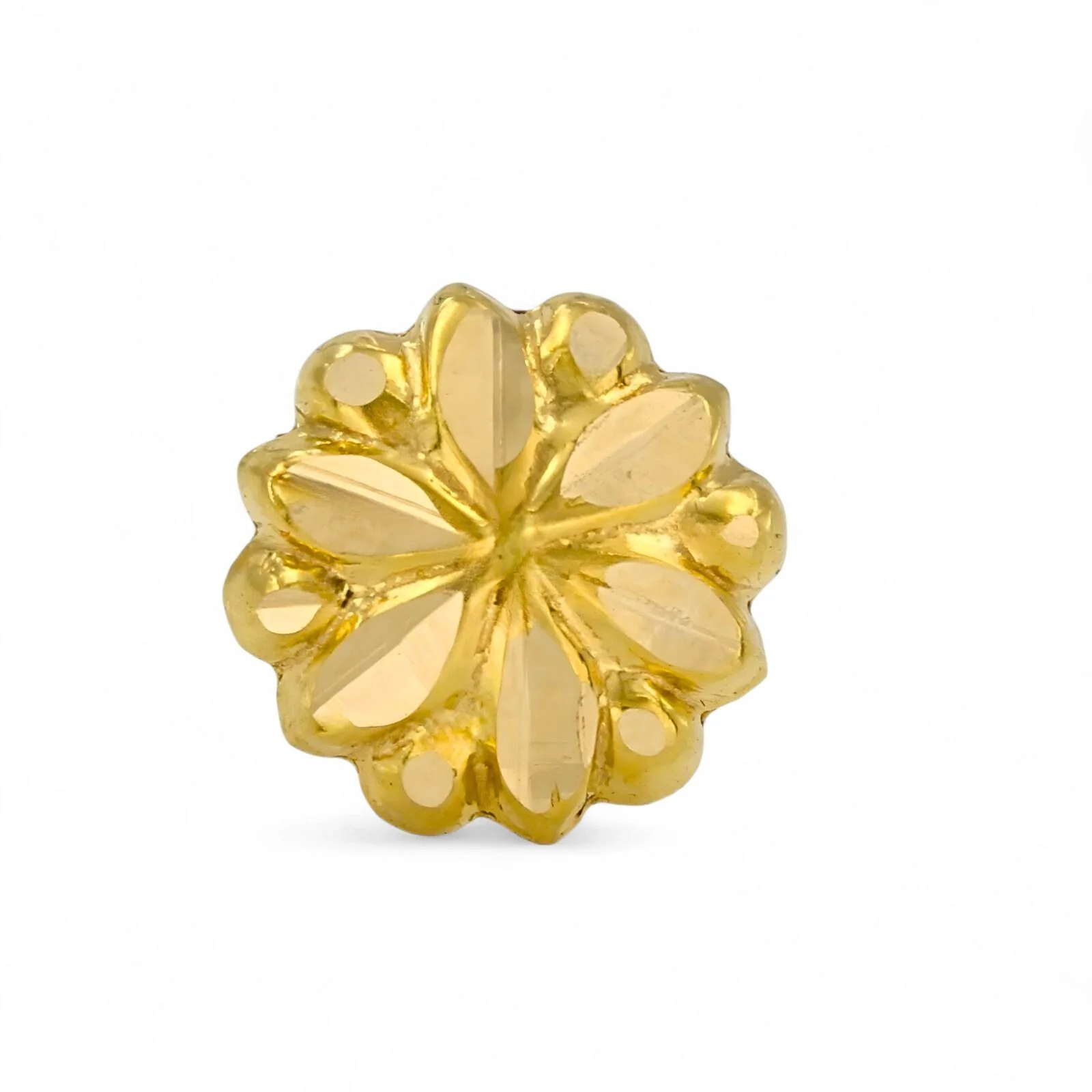 Floral 18K Gold Screw-Type Nose\Ear Stud –  Solid Gold Nose Jewelry for Women - Image 2