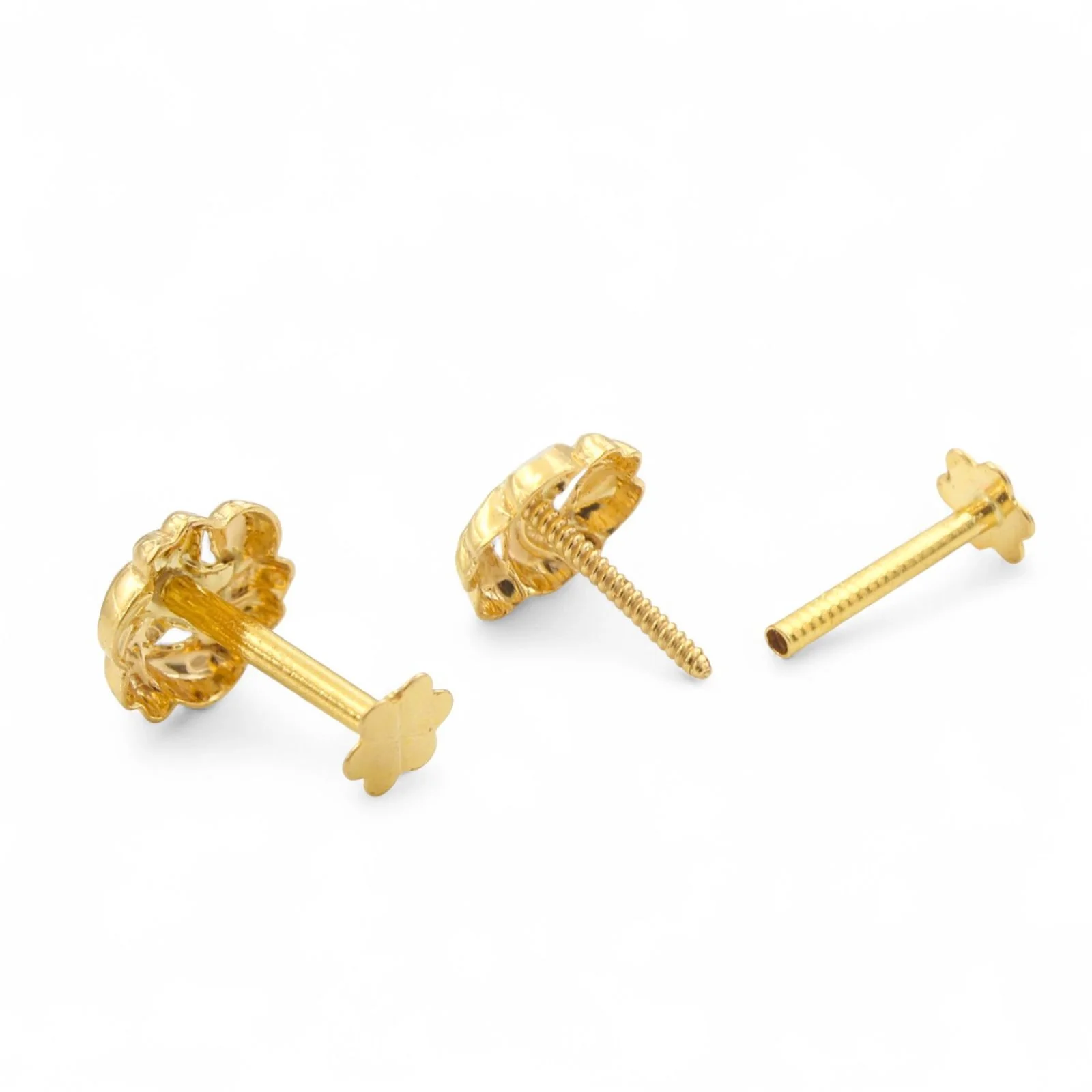 18K Solid Gold Floral Nose\Ear Stud with Screw Back – Handmade Indian Nose Pin for Women - Image 6