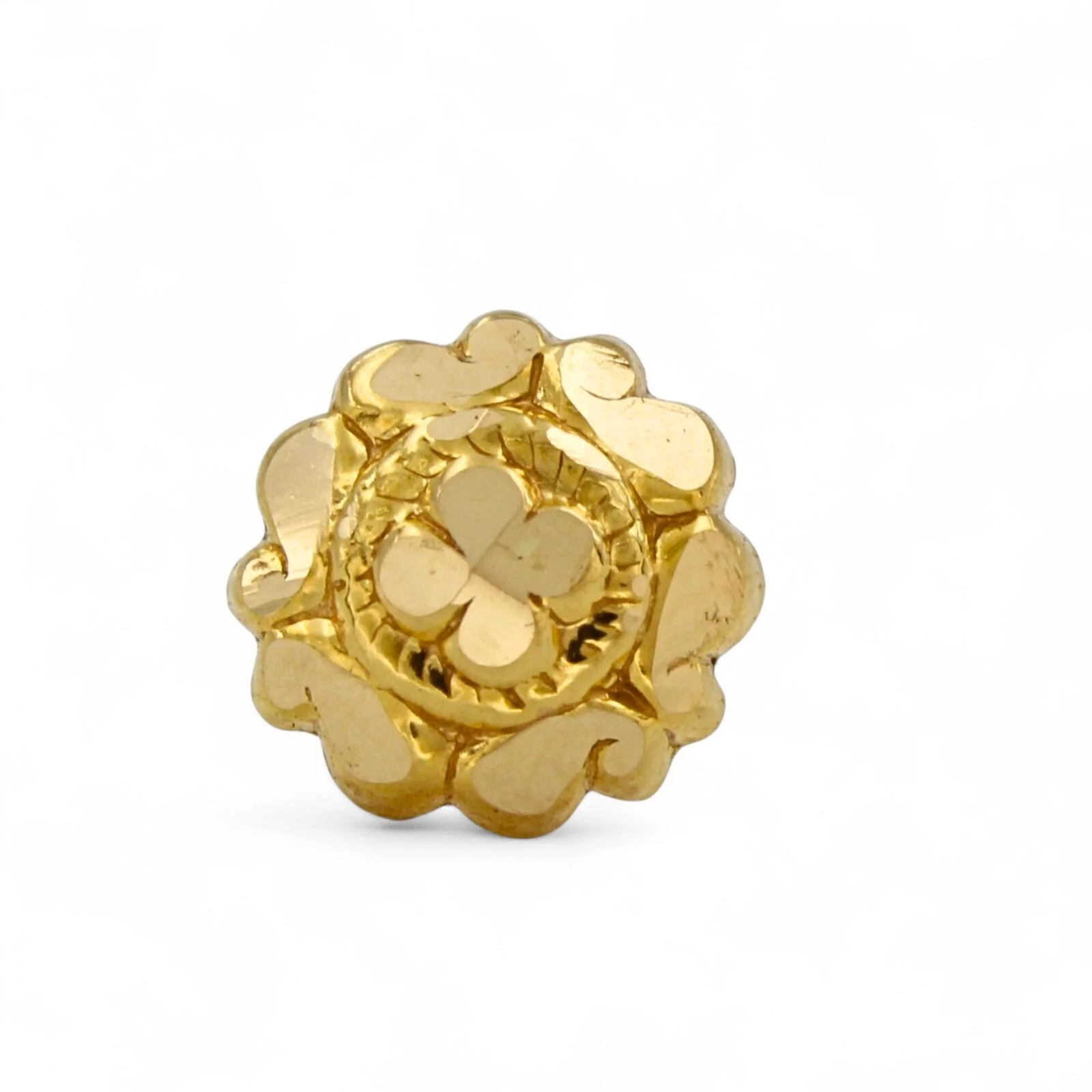 Handcrafted 18K Gold Screw Back Floral Nose\Ear Stud – Indian Nose Jewelry for Women - Image 2