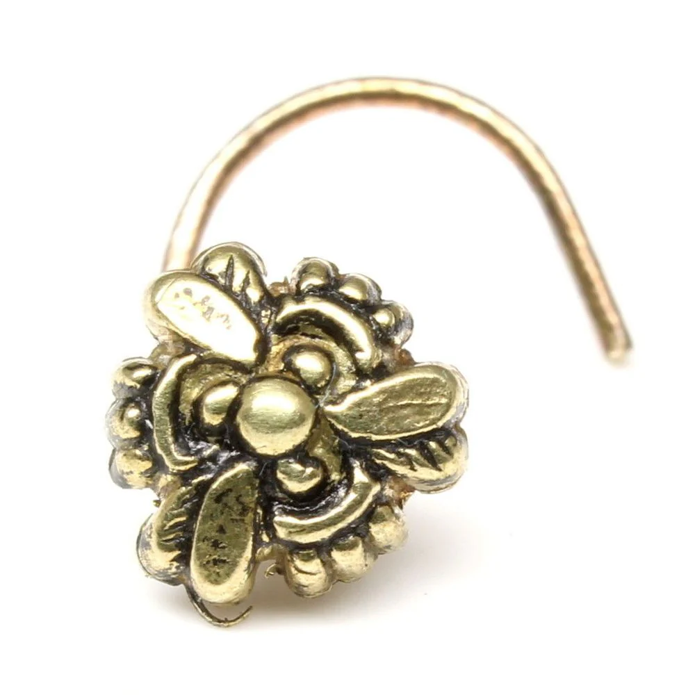 Oxidized floral nose stud - Image 2