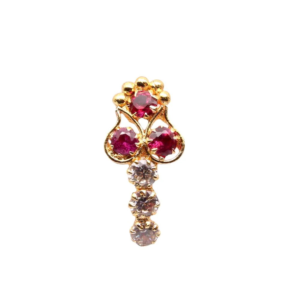 Paisley design Nose pin CZ corkscrew nose ring - Image 2