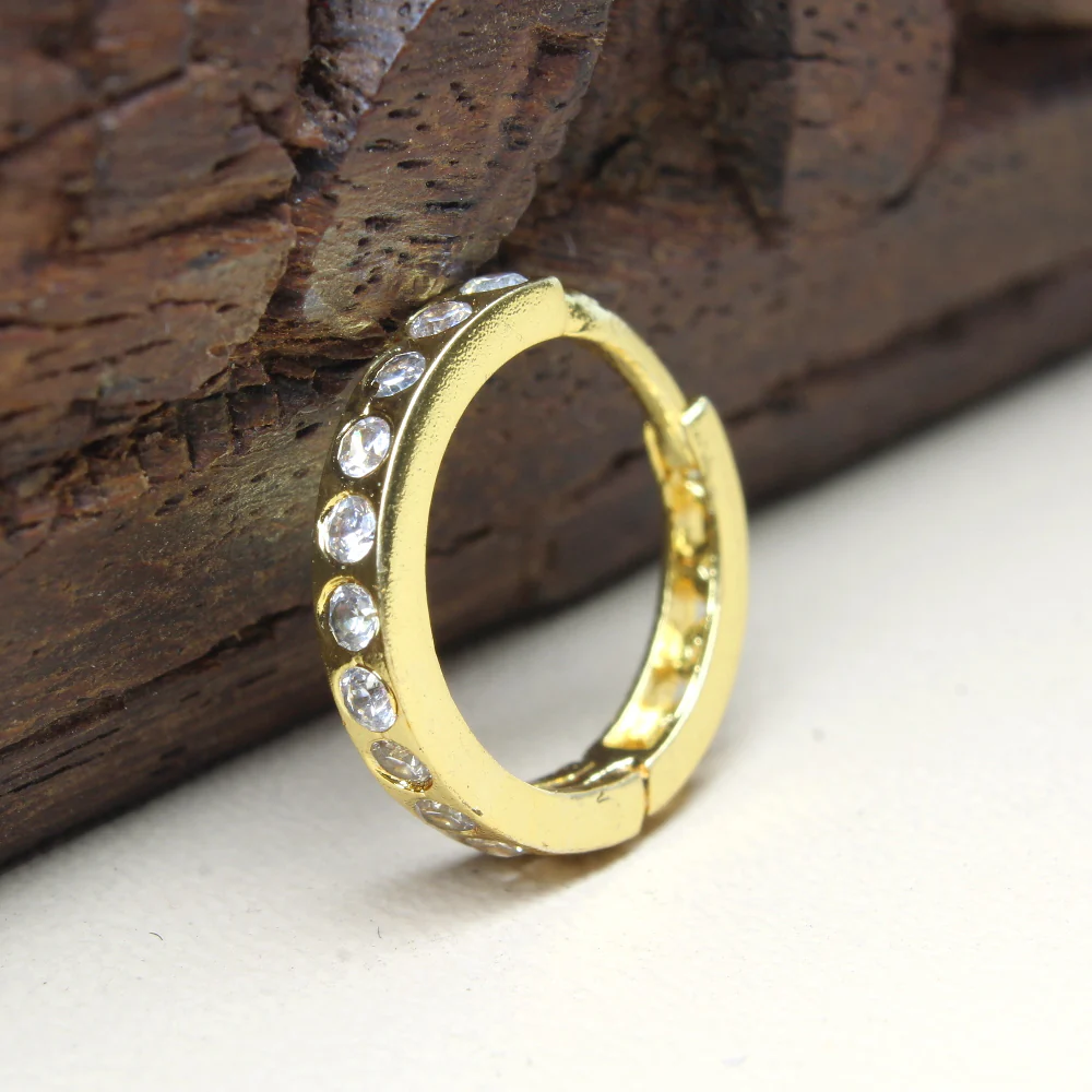 Pave hinged hoop nose ring - Image 10