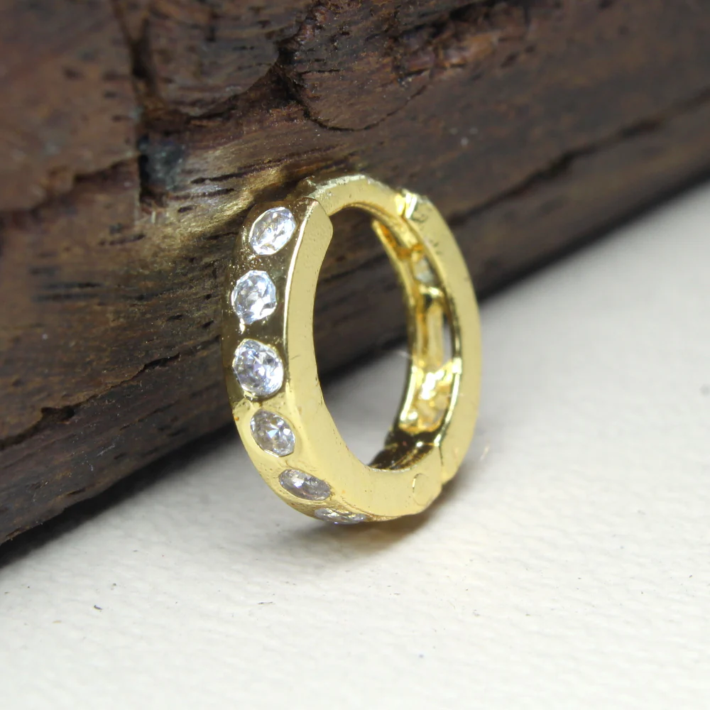 Pave hinged hoop nose ring - Image 6