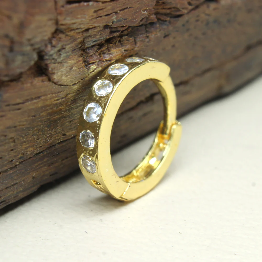 Pave hinged hoop nose ring - Image 7