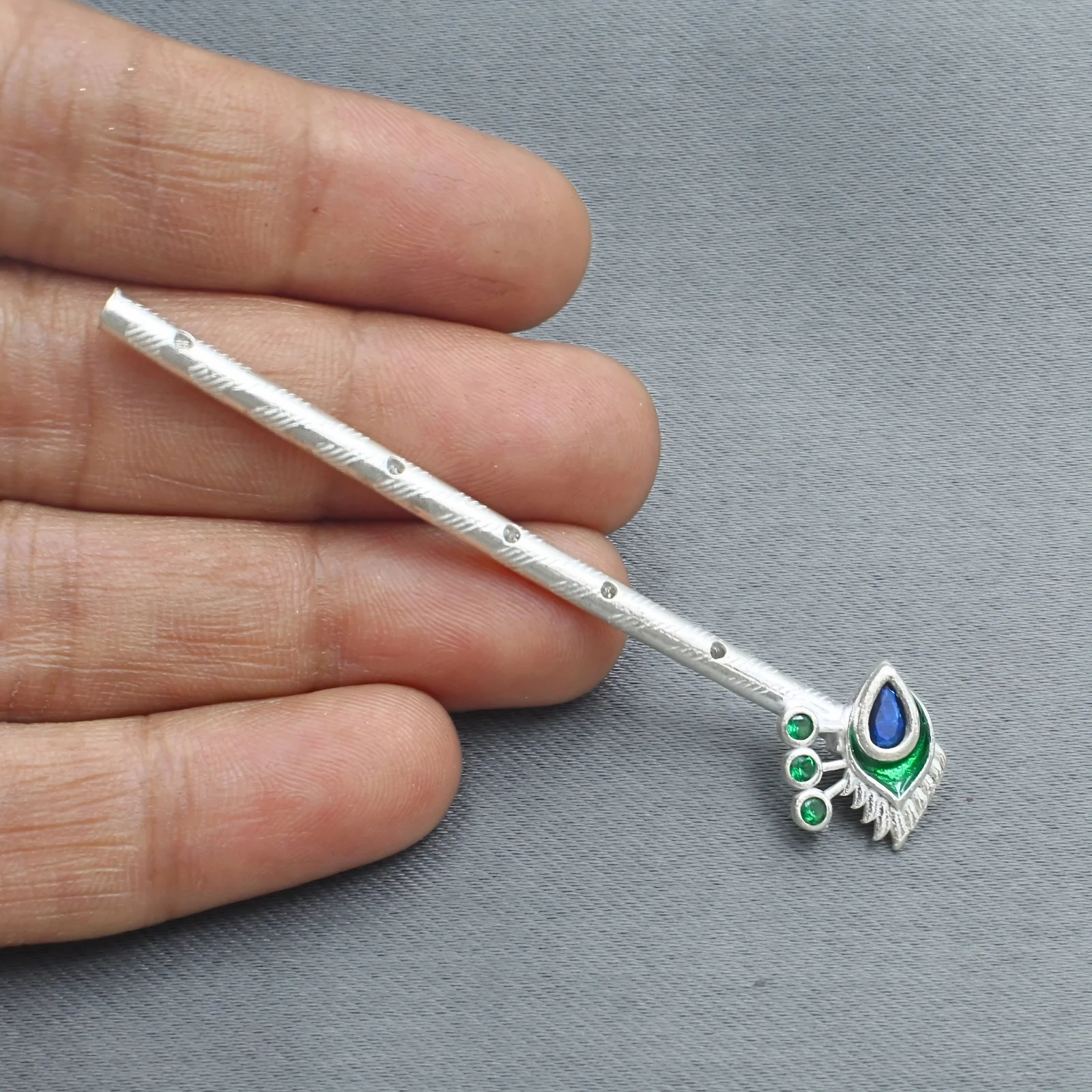 Peacock Feather (Mor Pankh) Design Silver Flute