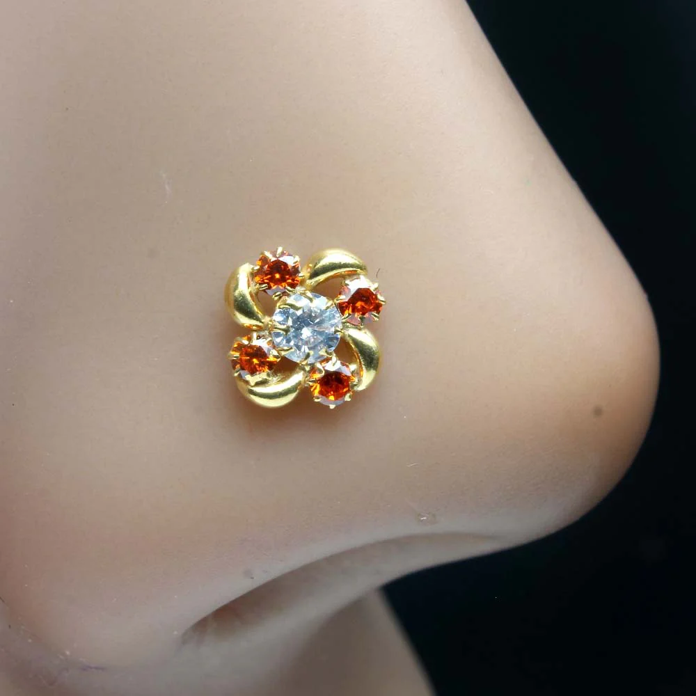 Petal Knot Gold Plated Nose Pin