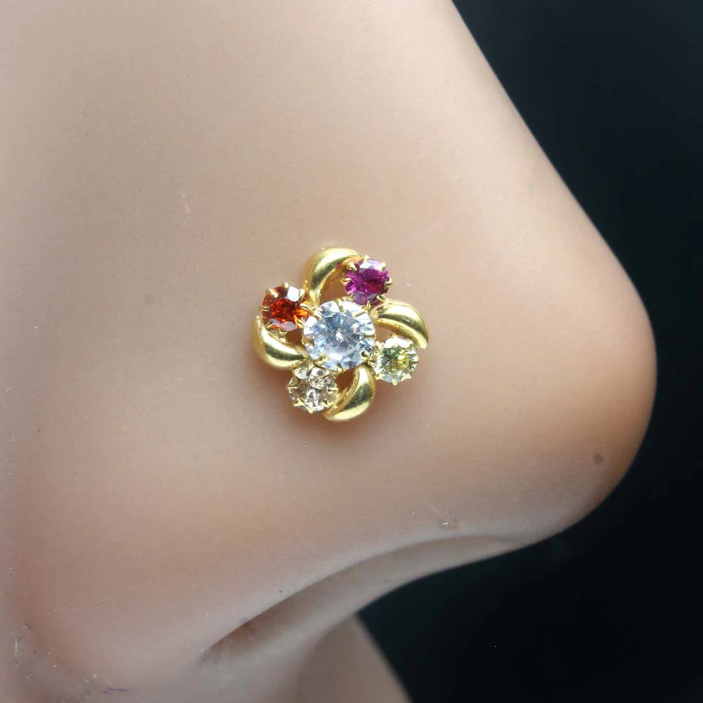 Petal Knot Gold Plated Nose Pin - Image 11