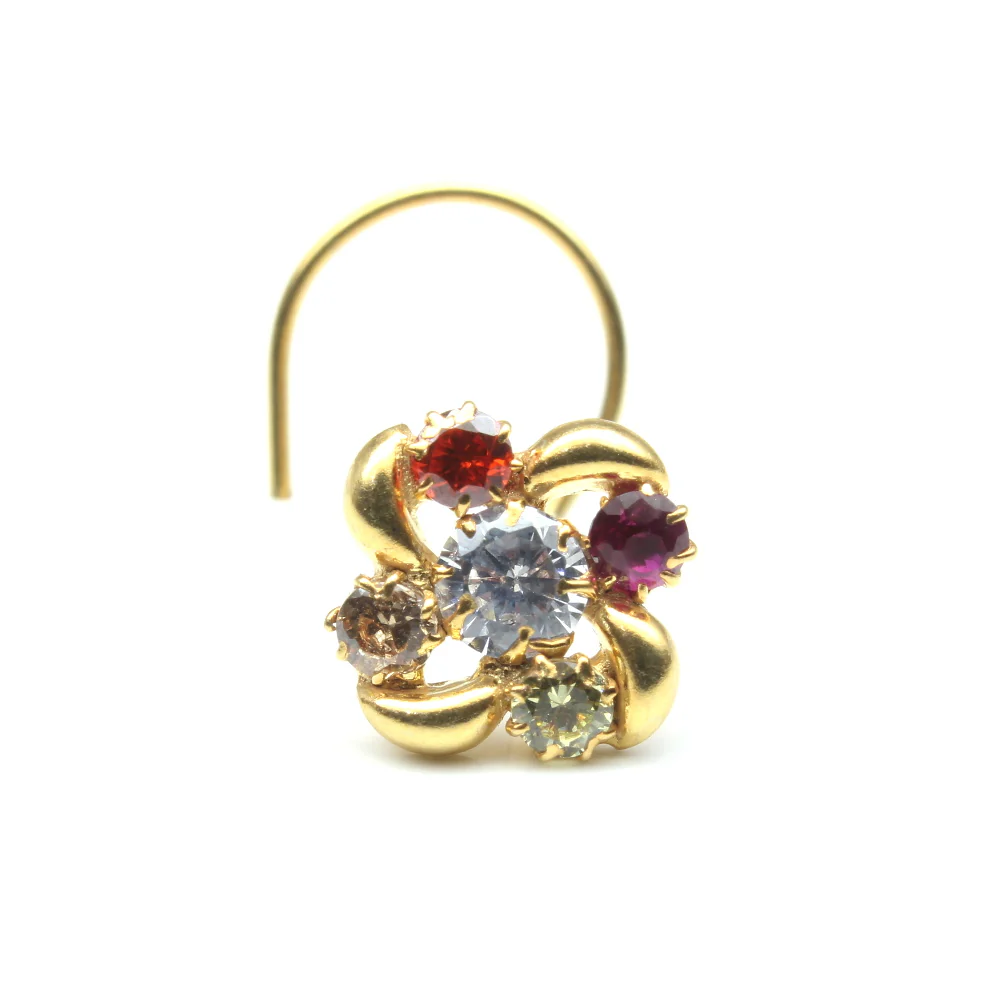 Petal Knot Gold Plated Nose Pin - Image 12