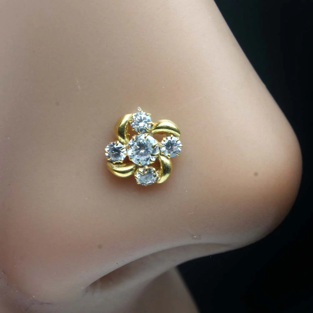 Petal Knot Gold Plated Nose Pin - Image 2