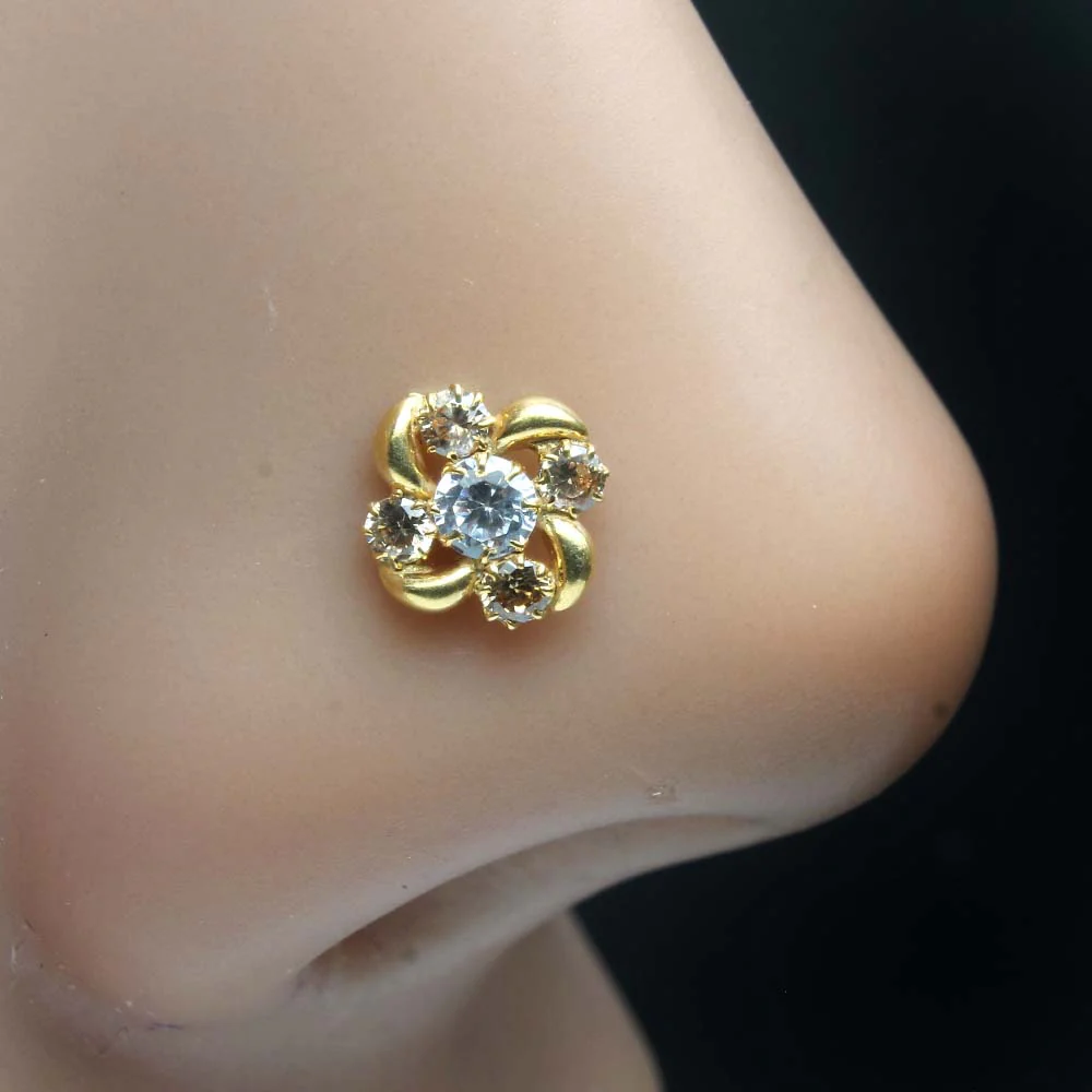 Petal Knot Gold Plated Nose Pin - Image 9