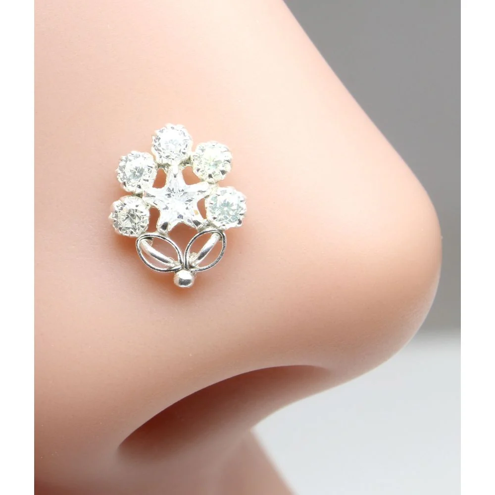 Petite Bloom Sterling Silver Nose Piercing