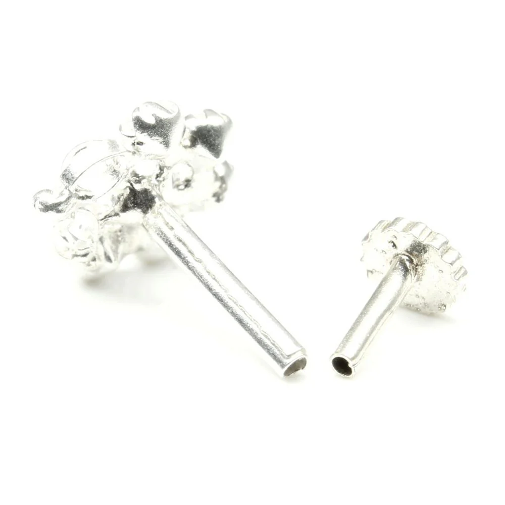 Petite Bloom Sterling Silver Nose Piercing - Image 3
