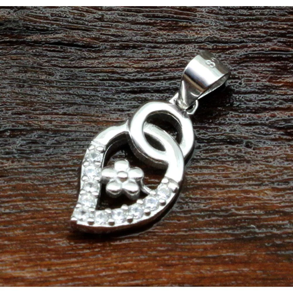 Pure 925 Sterling Silver Pendant CZ (Simulated Diamond) Platinum Finish for Girl - Image 2