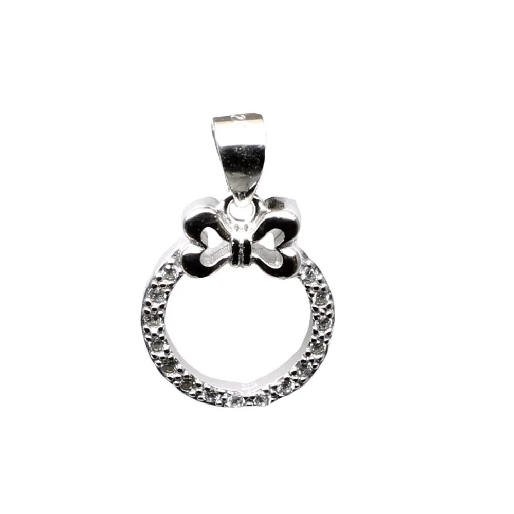 Pure 925 Sterling Silver Pendant CZ (Simulated Diamond) Platinum Finish for Girls