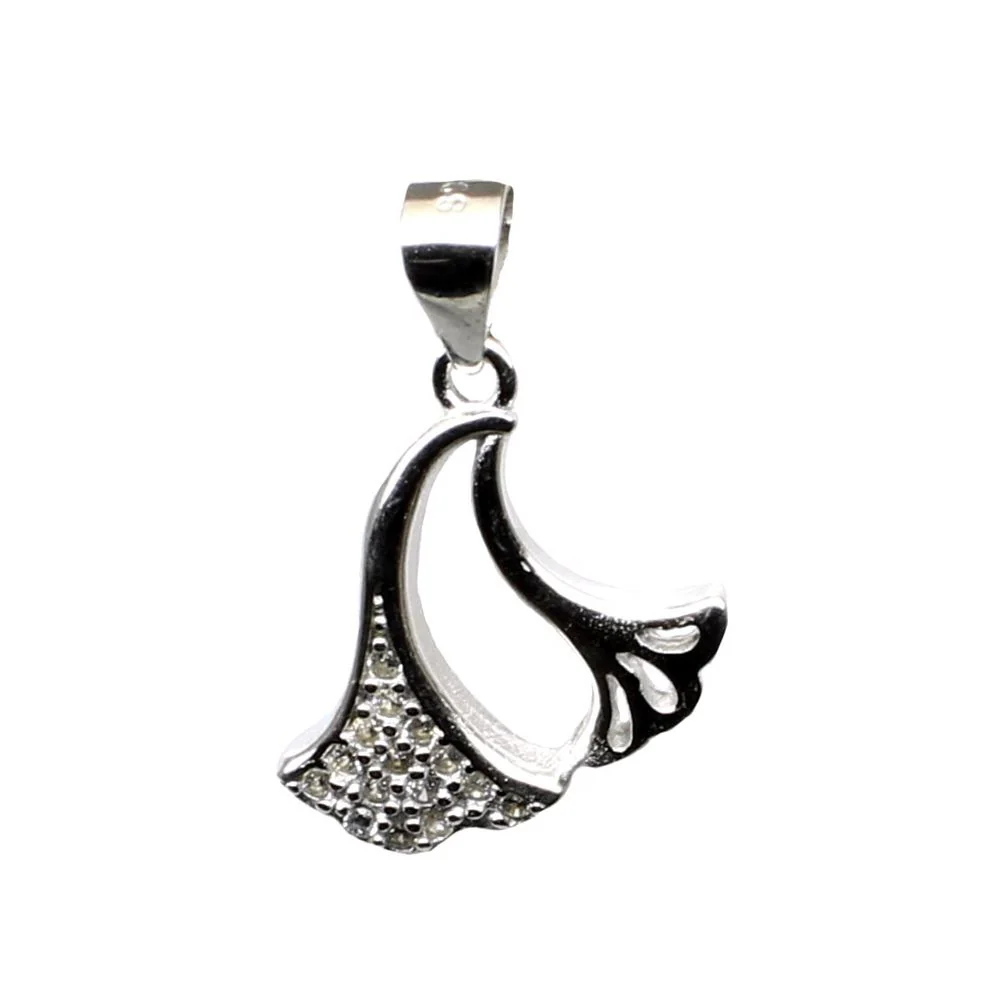 Pure 925 Sterling Silver Pendant CZ (Simulated Diamond) Platinum Finish for Girls