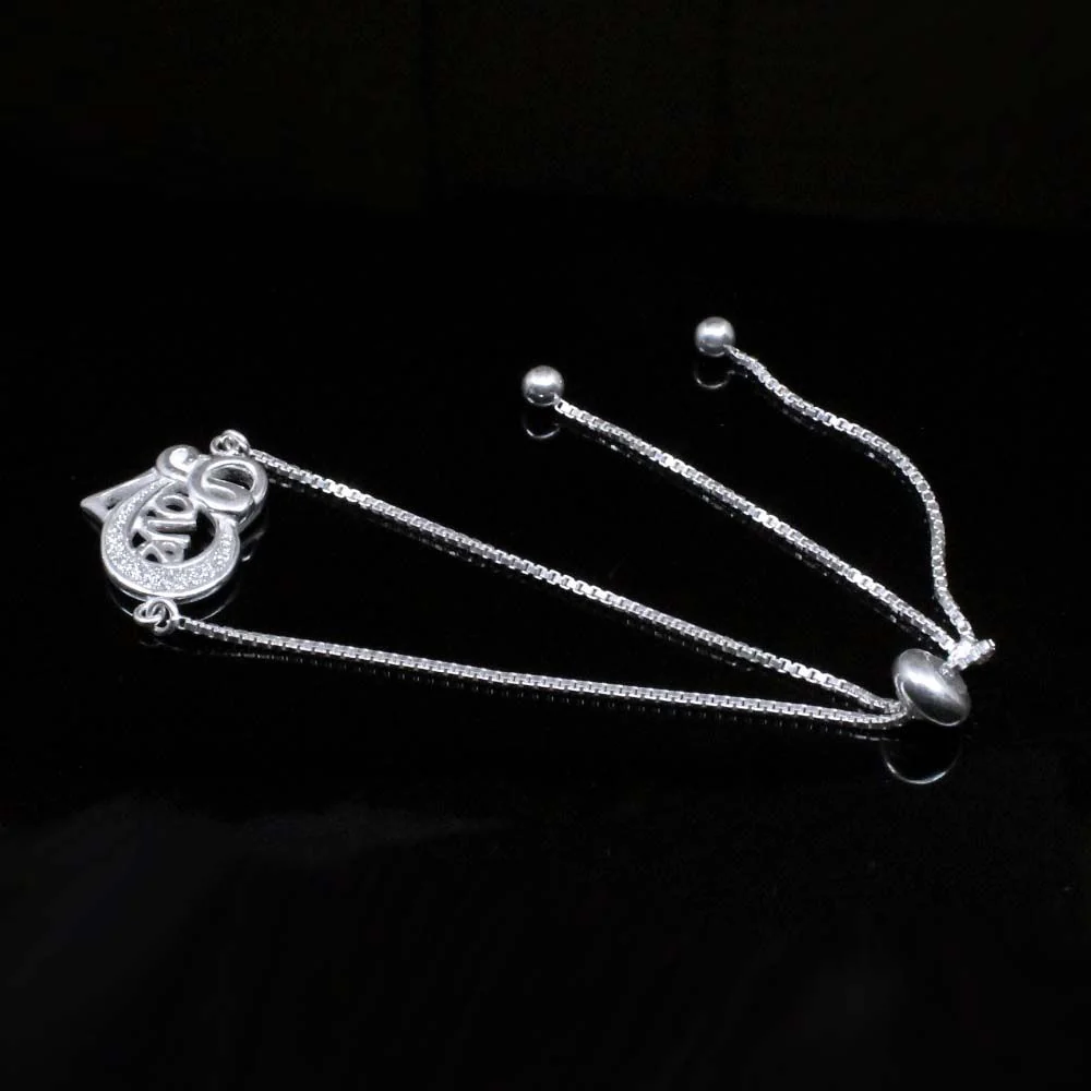 Pure 925 Sterling Silver Trendy Love Heart Bracelet for Girls - adjustable - Image 3