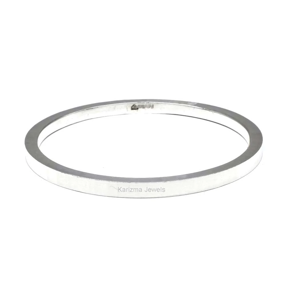 Tough guy Pure 990 Silver plain mens solid kada Bangle Bracelet - Image 3