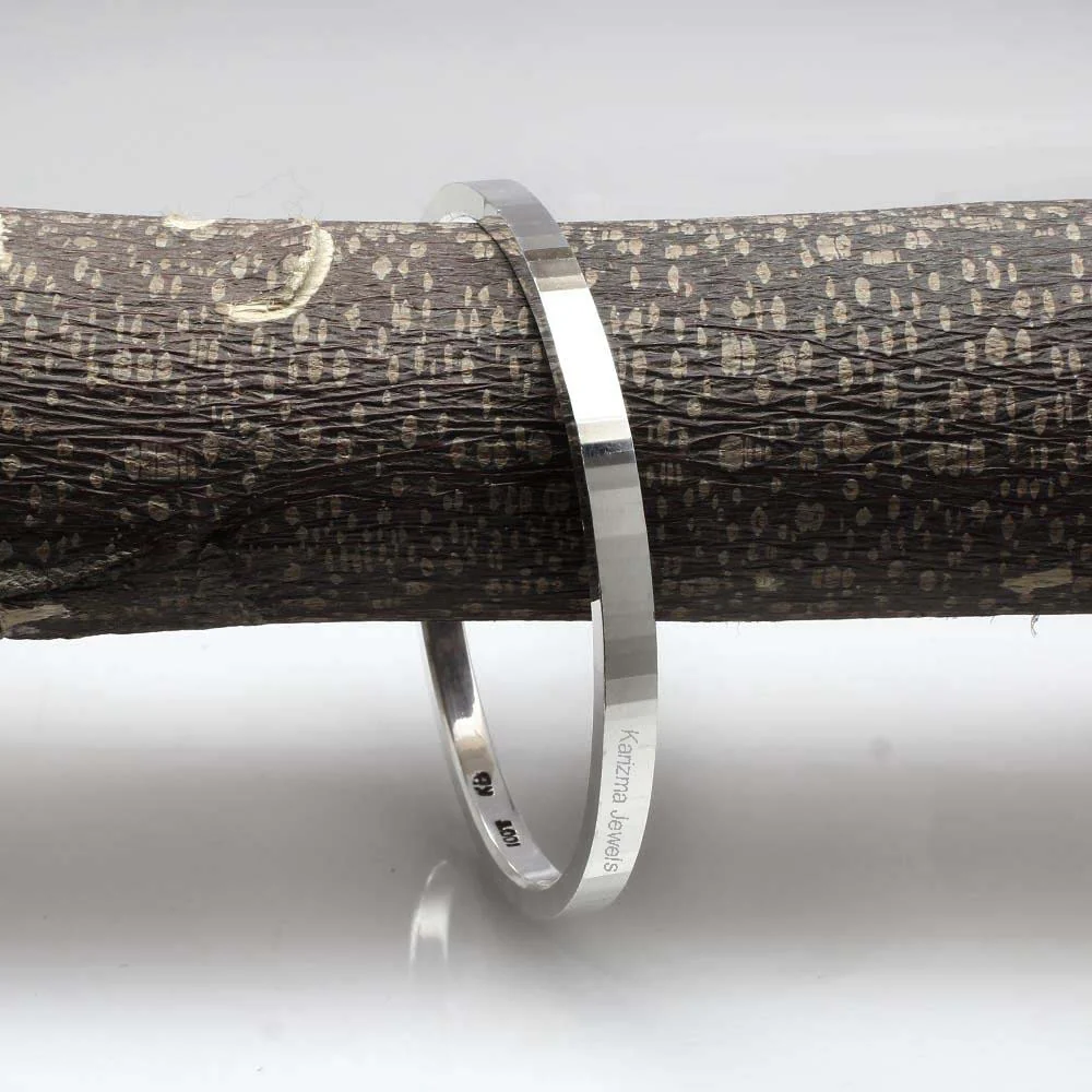 Pure Shinny Silver women solid Kada Bangle Bracelet - Image 2