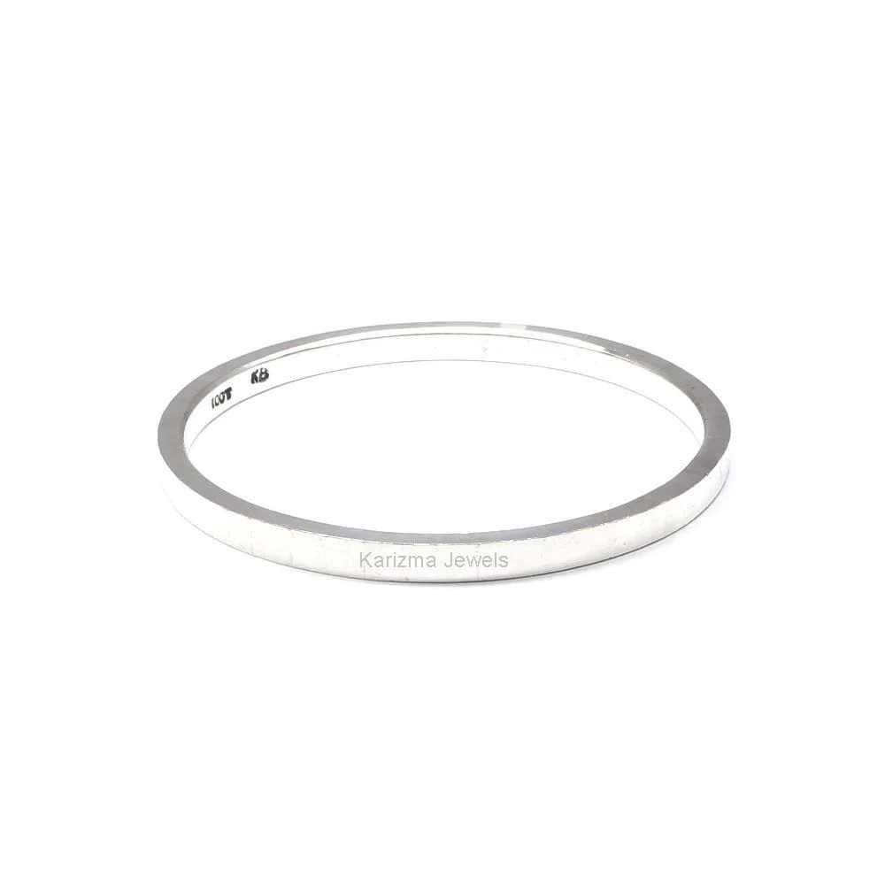 Pure Shinny Silver women solid Kada Bangle Bracelet - Image 3