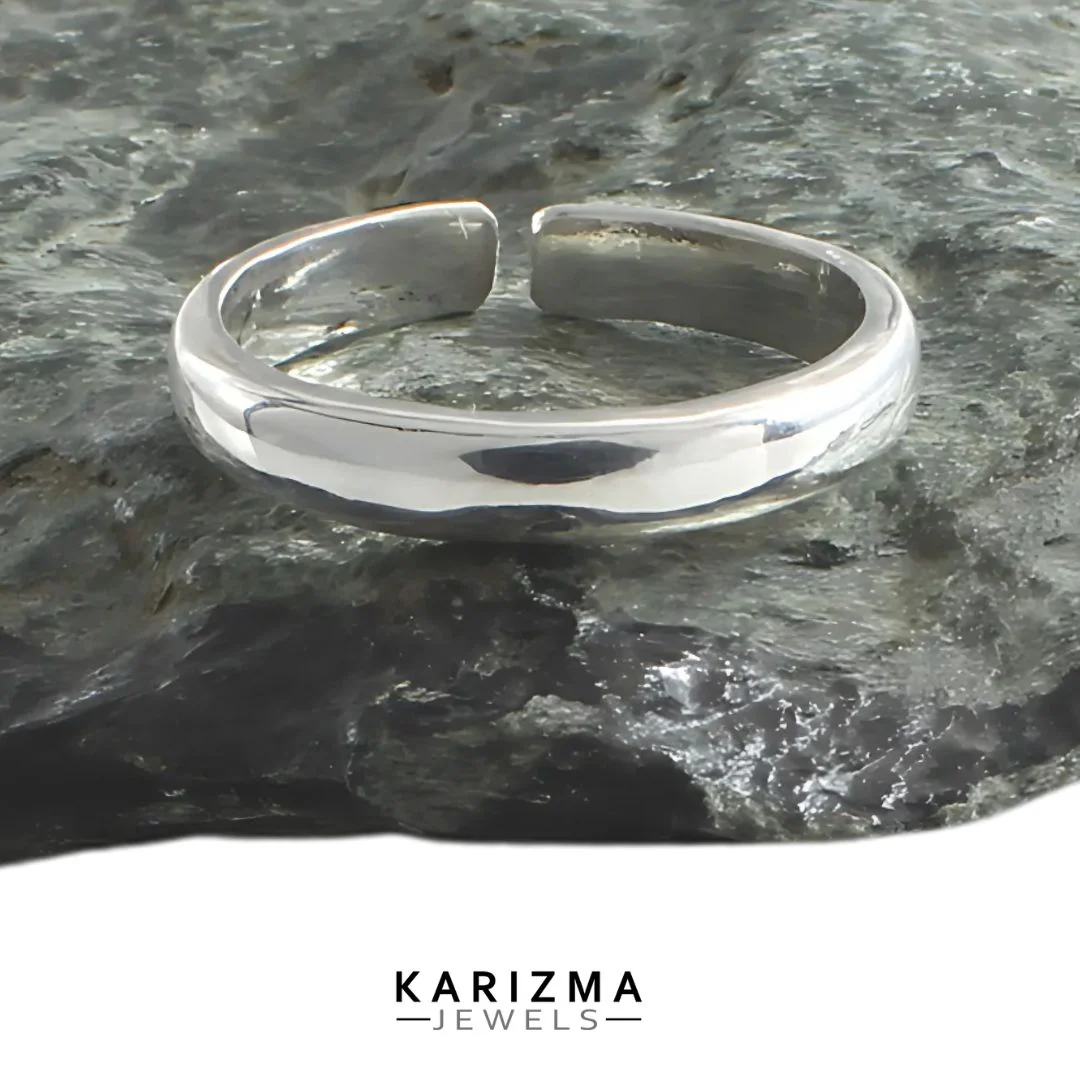 Pure Silver Adjustable Ring band chandi ka bejod challa - Image 4