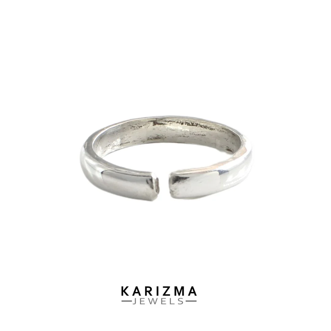 Pure Silver Adjustable Ring band chandi ka bejod challa - Image 5