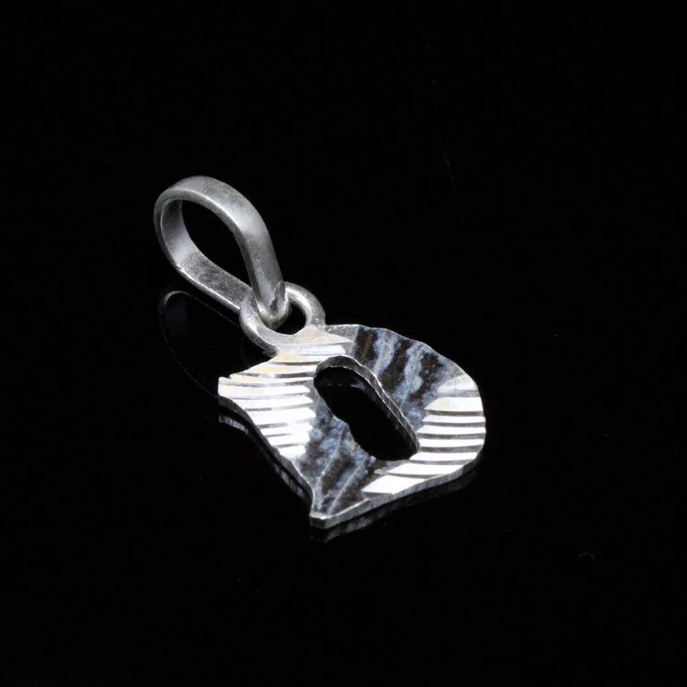 Pure Silver 'D' Letter Alphabet Pendant for men women - Image 2