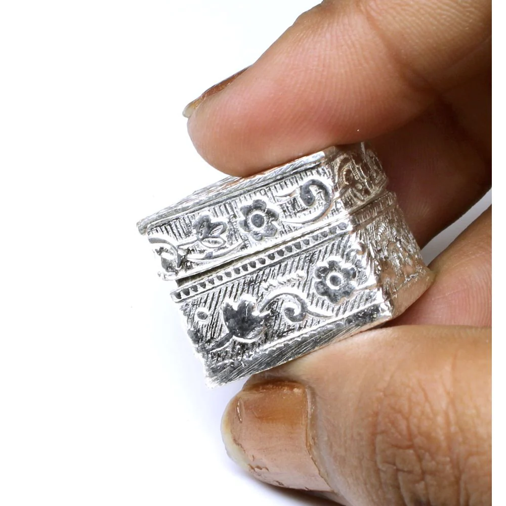 Pure silver honey container dibbi for red book remedy sindur box gift - Image 2