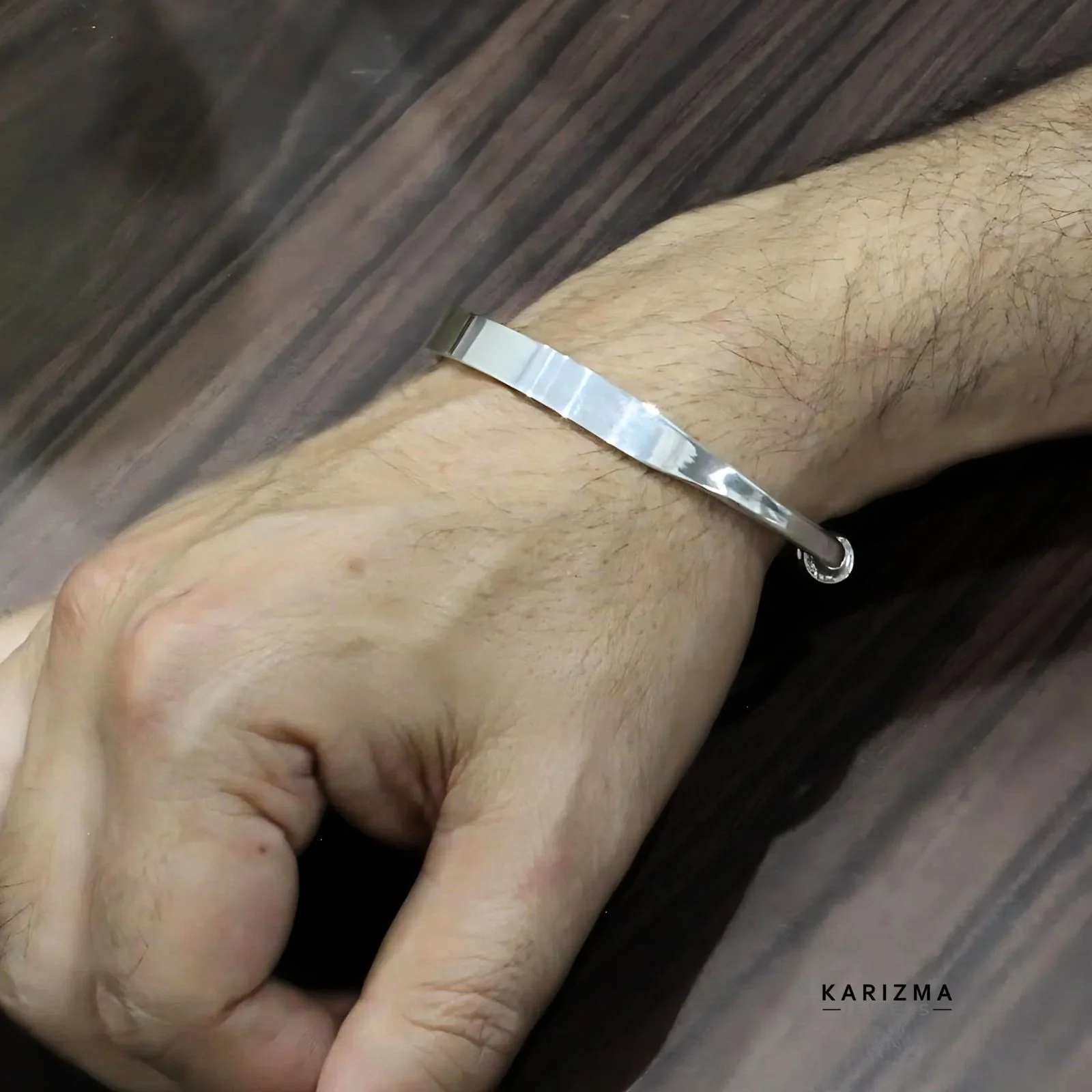 Pure Silver Men's Bangle Bracelet - Image 3