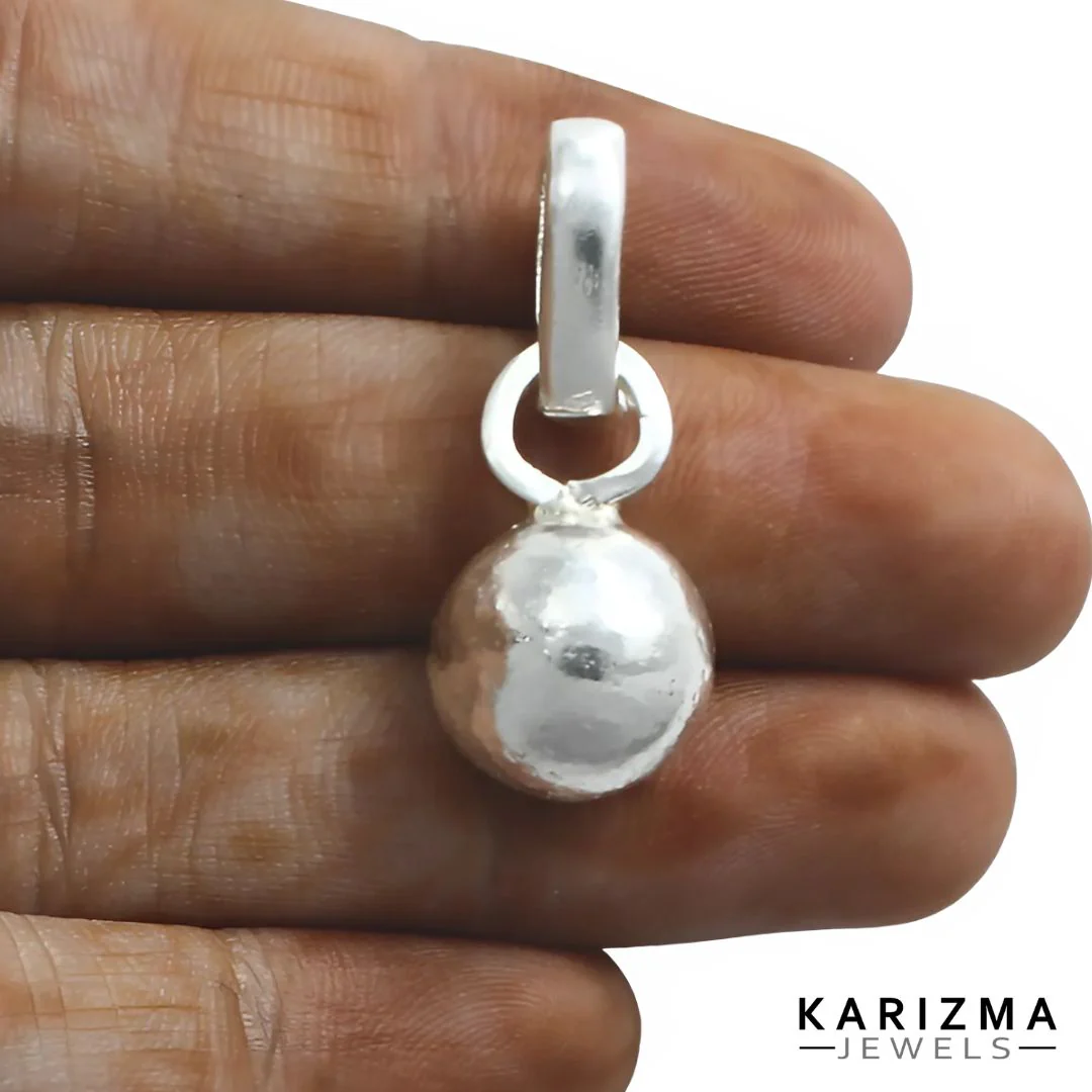 Pure Silver Solid 10gram Ball Goli Pendant - Image 4