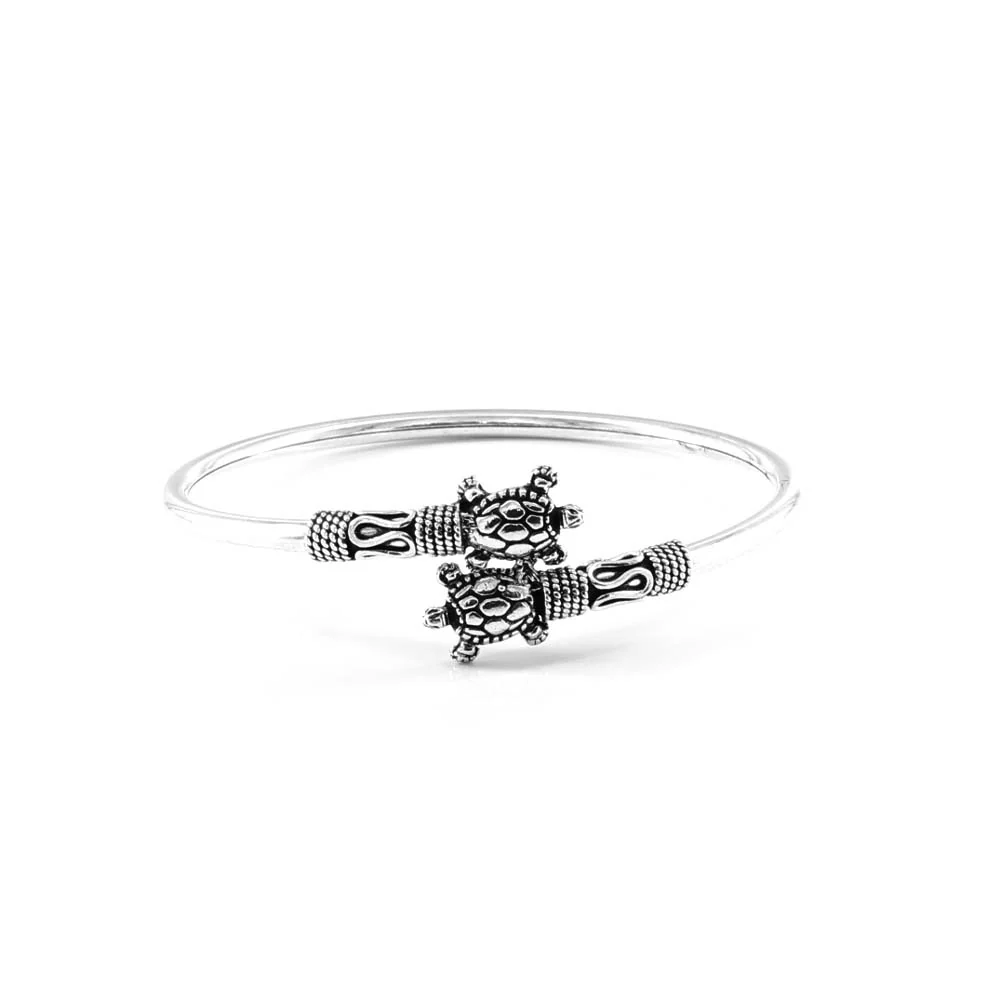 Pure Silver Turtle women's Oxidized Bracelet Bangle - Single - Image 2