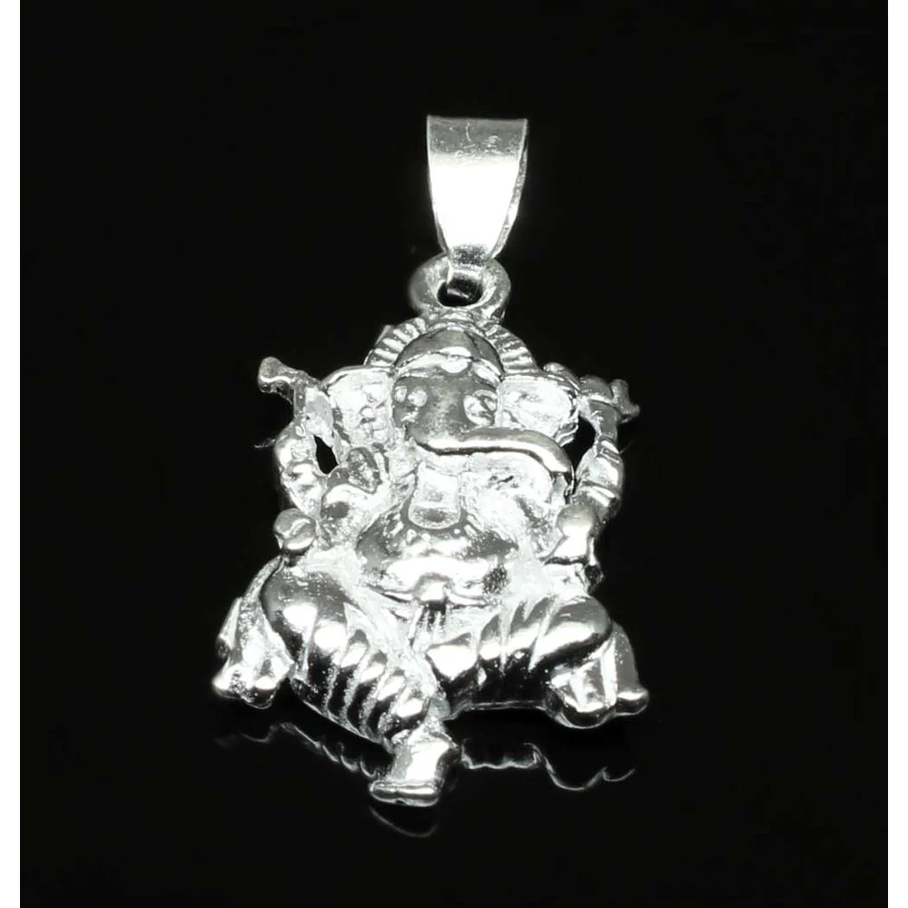 Pure Solid Silver Lord Ganesha ganpati religious God Pendant - Image 2