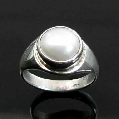 Rashi Ratna Silver Ring with Real Pearl (Moti) – Moon Gemstone Birthstone Astrology Ring - Image 2