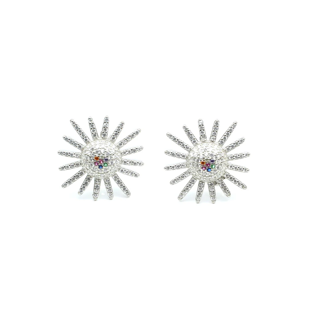 Real 925 Silver Multi CZ Stud Earring Set In Platinum Finish - Image 3