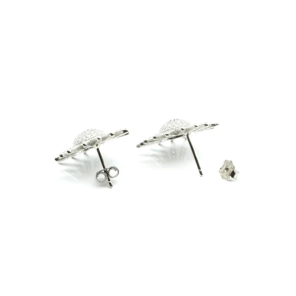 Real 925 Silver Multi CZ Stud Earring Set In Platinum Finish - Image 5