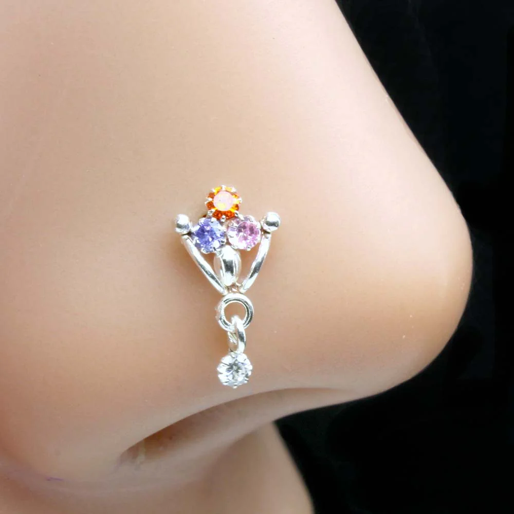 Indian Dangle Silver Nose Piercing
