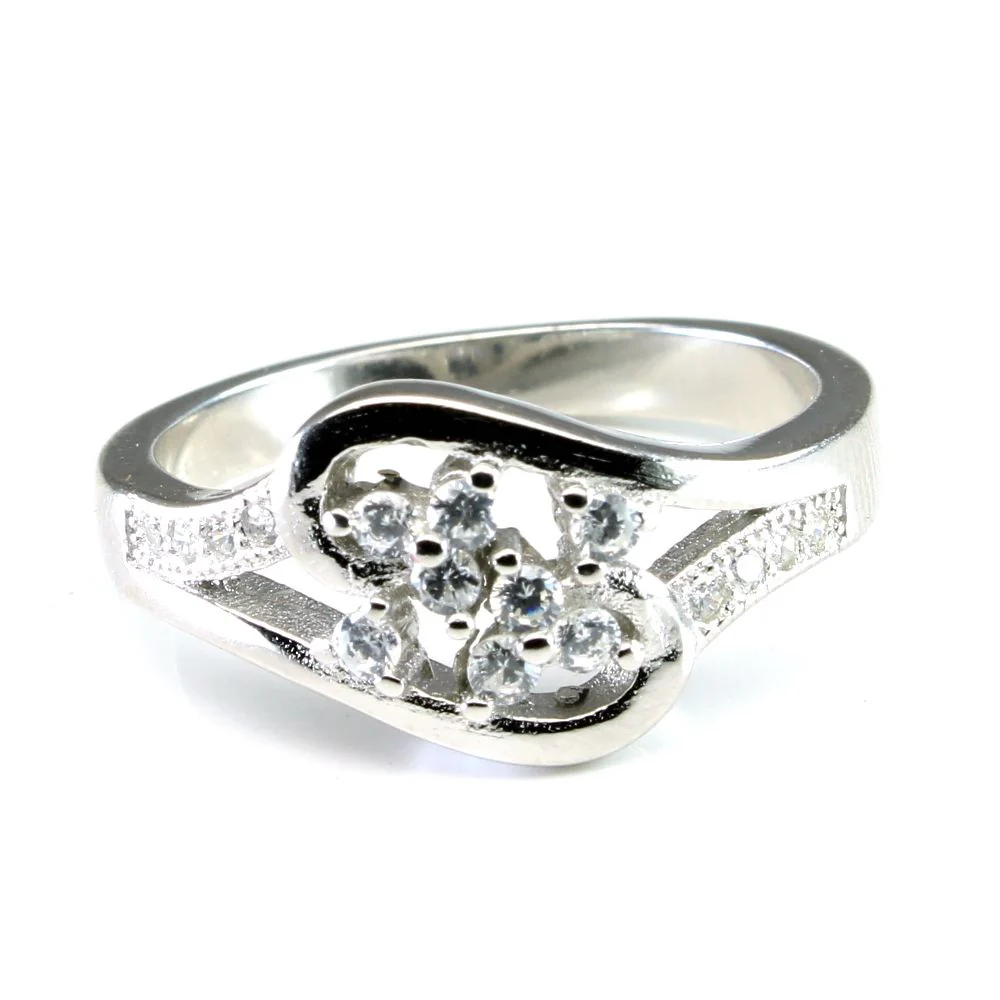 Real 925 Sterling Silver Bypass Cluster Ring - Image 2