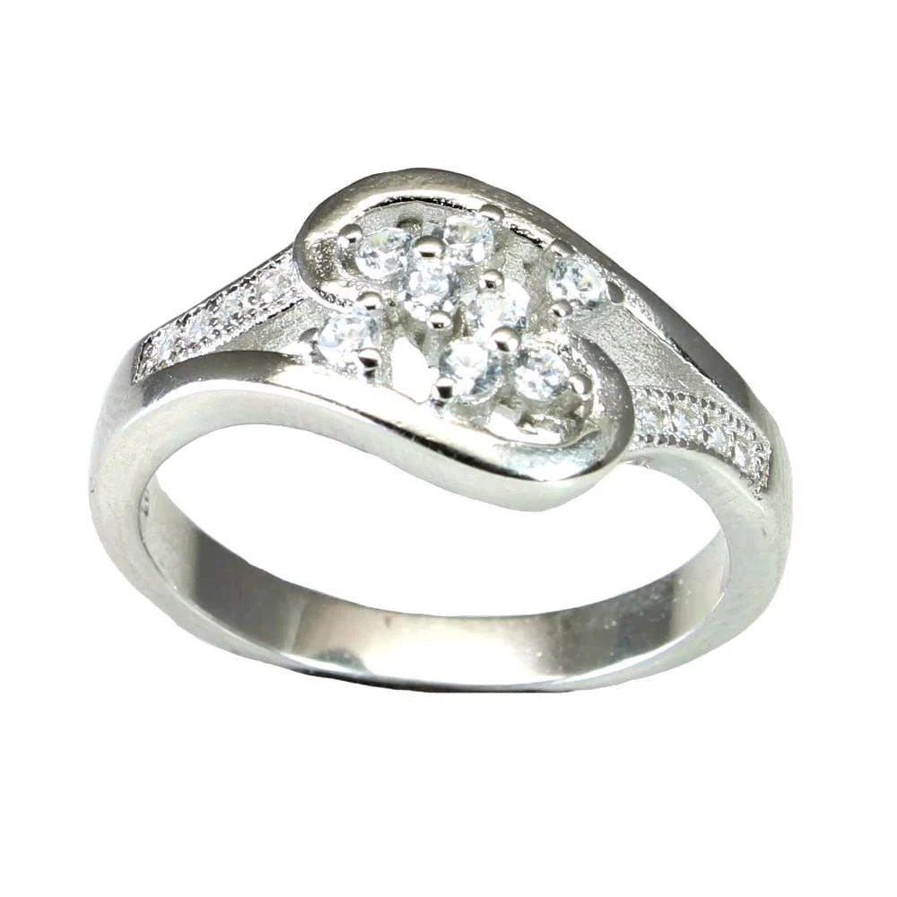 Real 925 Sterling Silver Bypass Cluster Ring - Image 3
