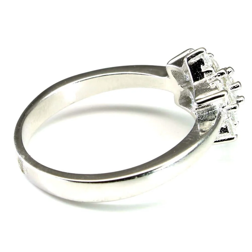 Real 925 Sterling Silver CZ Timeless Floral Sparkle Ring - Image 3