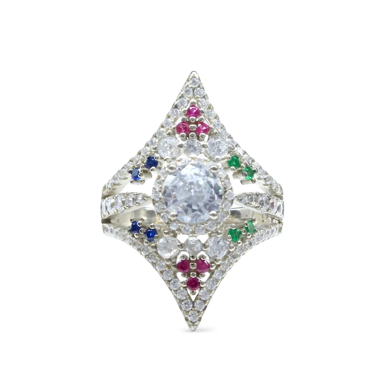 Real 925 Sterling Silver Multi CZ Women's Glamorous Wedding Ring - Image 4