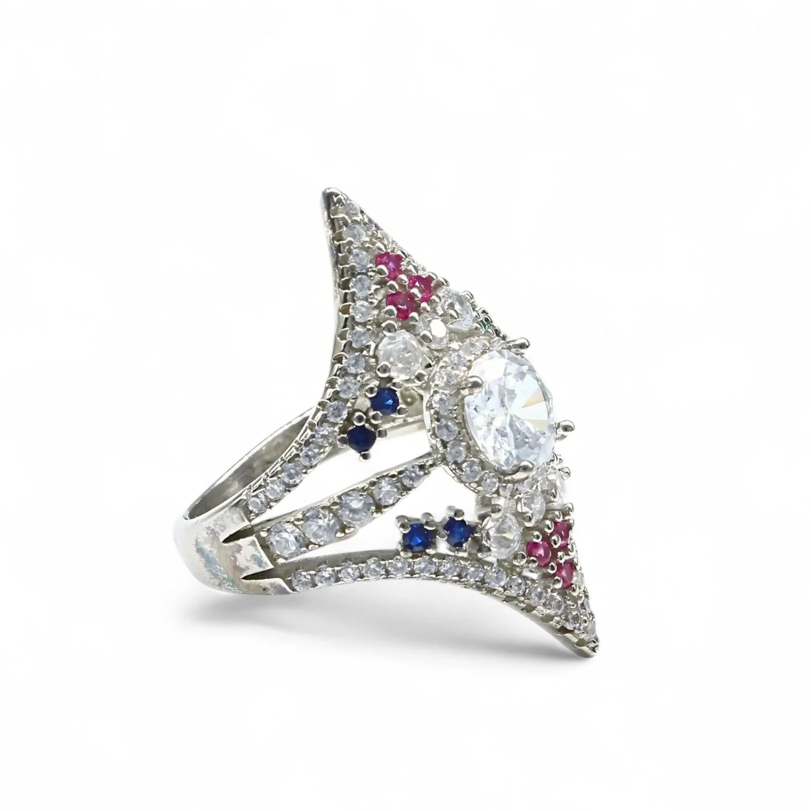 Real 925 Sterling Silver Multi CZ Women's Glamorous Wedding Ring - Image 5