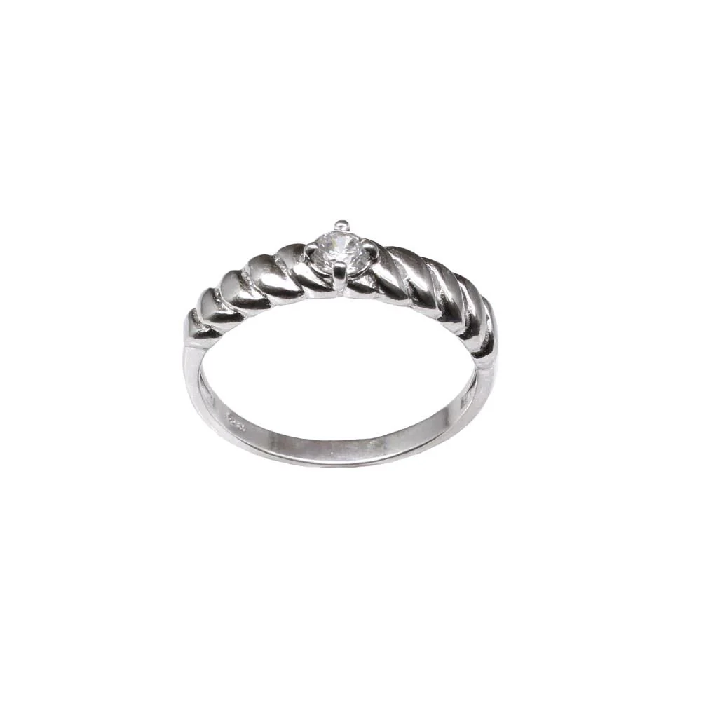 Real 925 Sterling Silver Twisted Rope Solitaire Men's Finger Ring