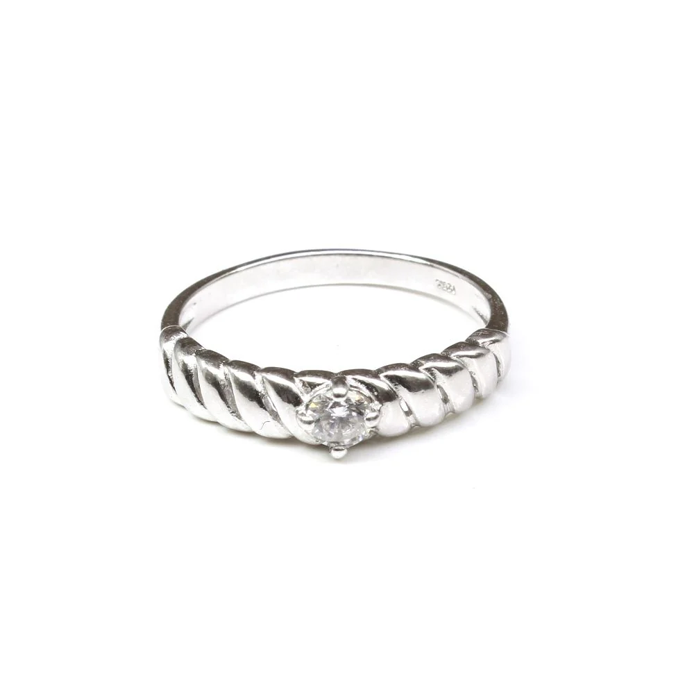 Real 925 Sterling Silver Twisted Rope Solitaire Men's Finger Ring - Image 2