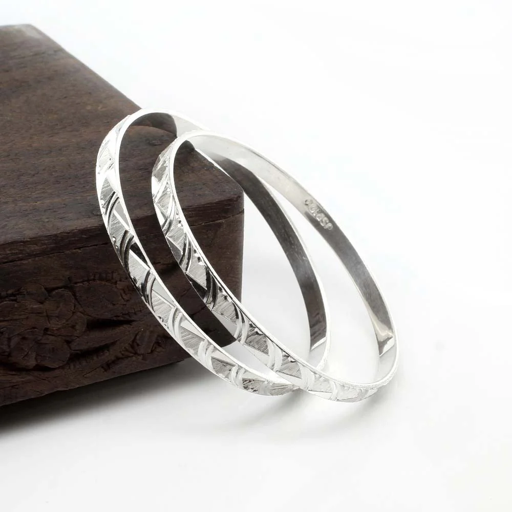 Real 925 Sterling Silver Women Bangles Bracelet (Kangan)-Pair