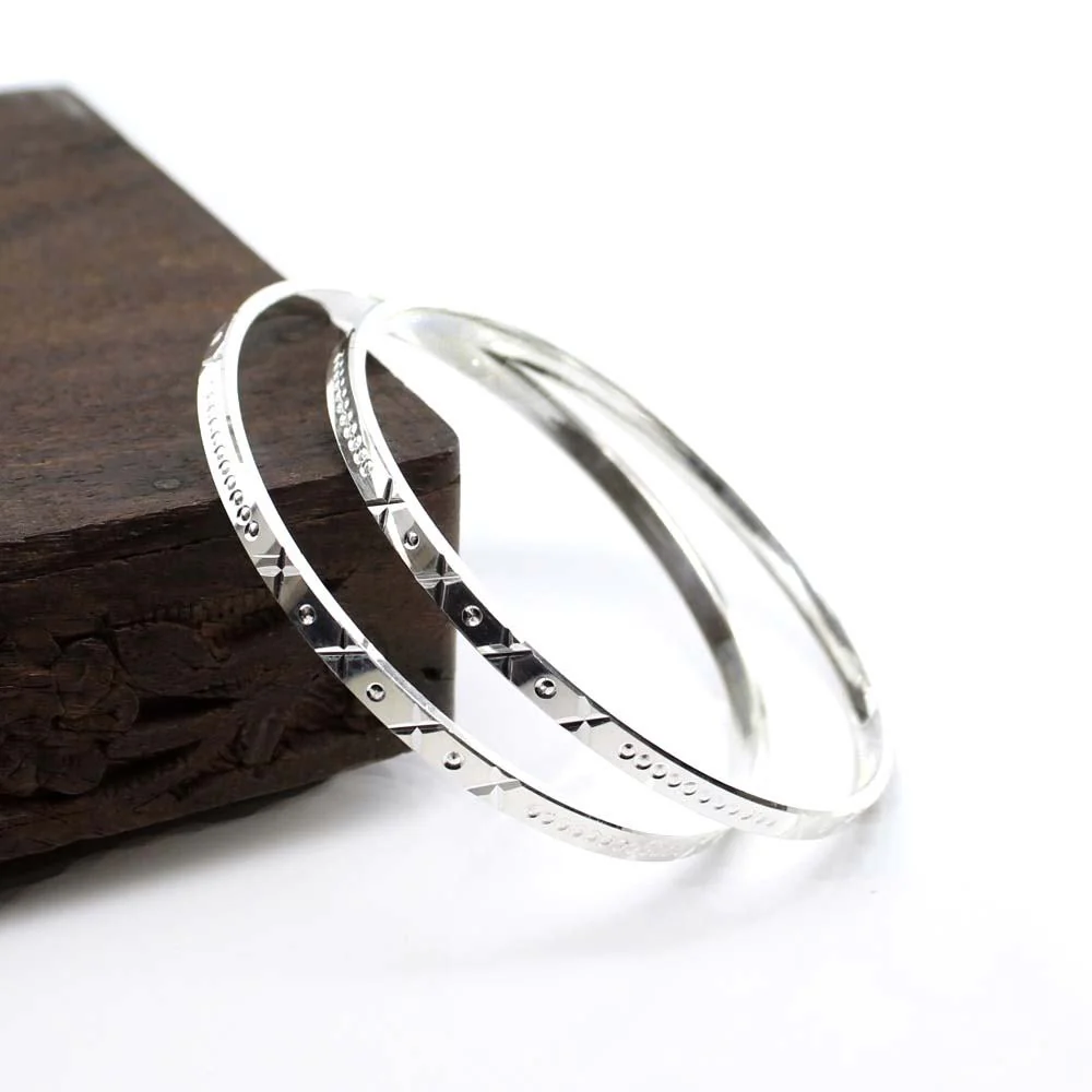 Real 990 Silver Women Bangles Bracelet (Kangan)-Pair