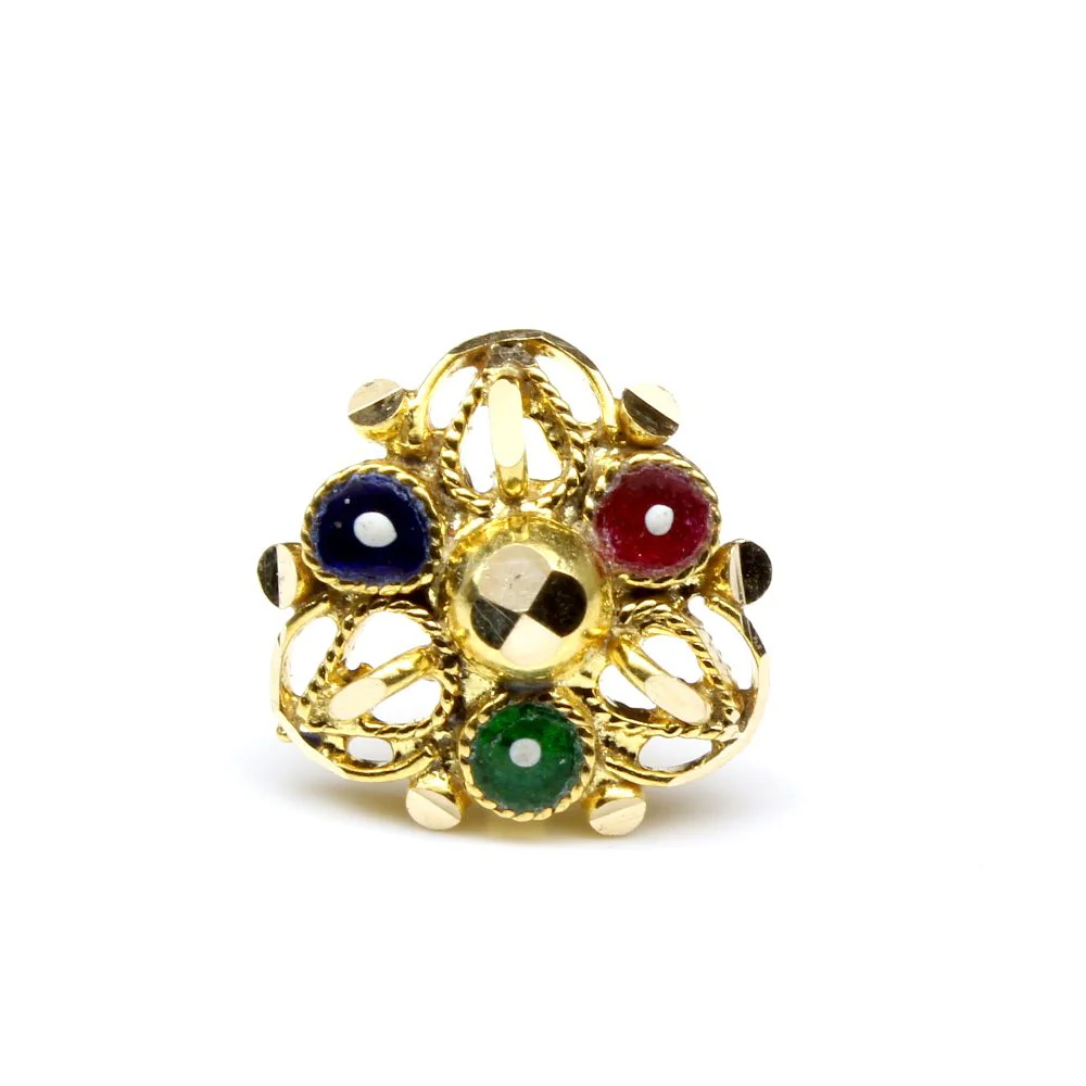 Real Gold Nose Stud Solid 14K Gold Piercing Push Pin Nose Ring - Image 2