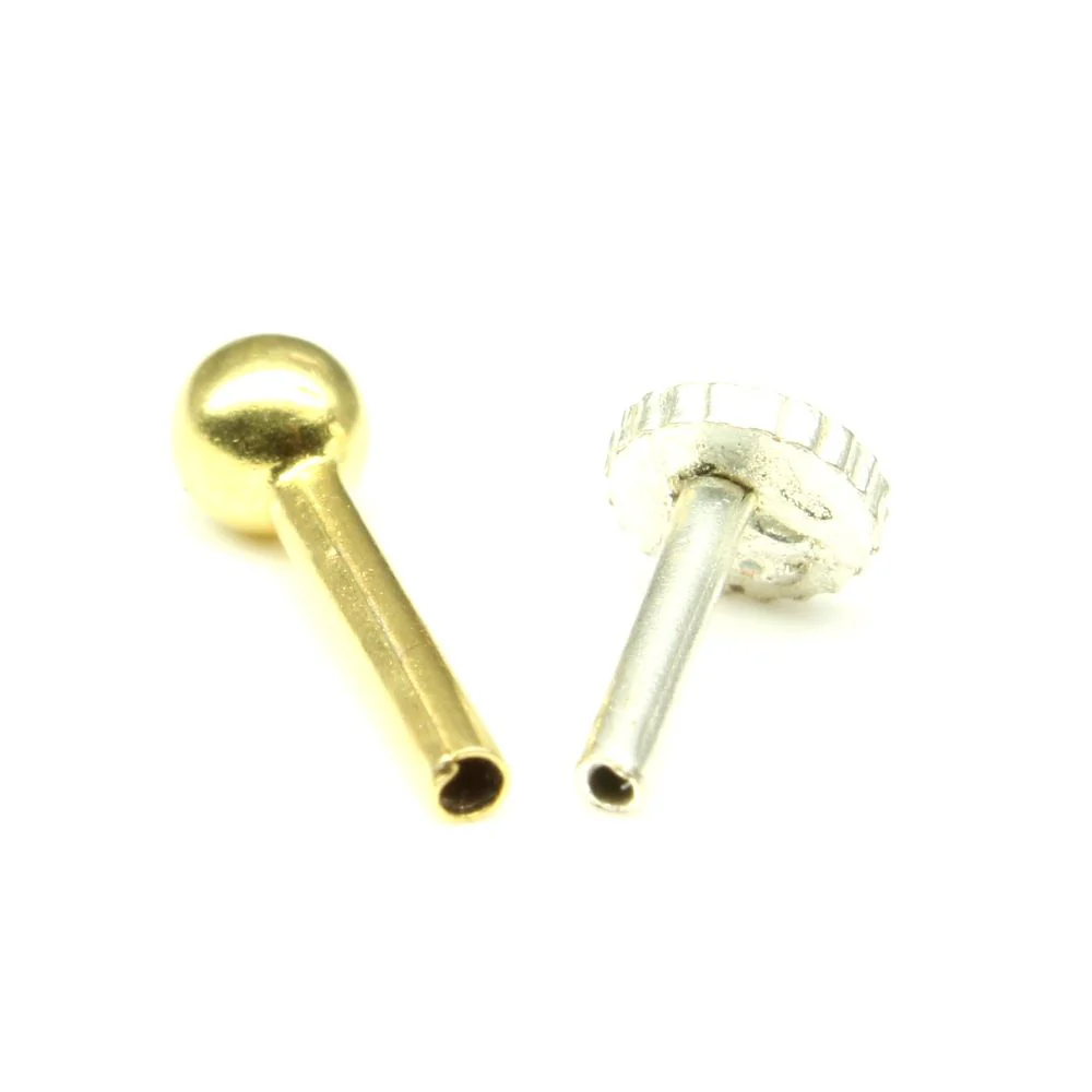 Real Gold Nose Stud Solid 14K Gold Piercing Push pin Nose stud - Image 3