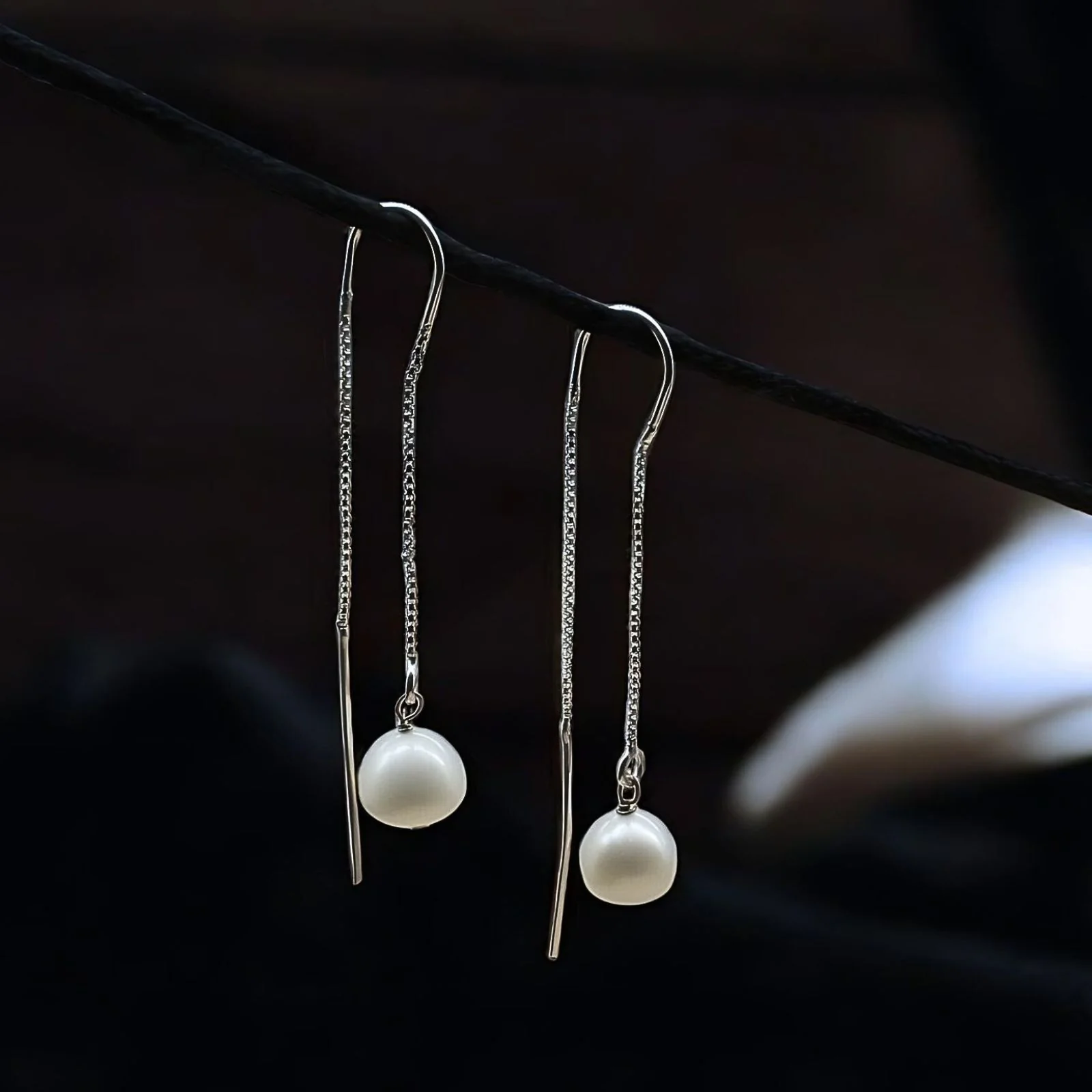 Real Silver Daily Wear White Pearl Sui Dhaga Earrings For Girls And Woman