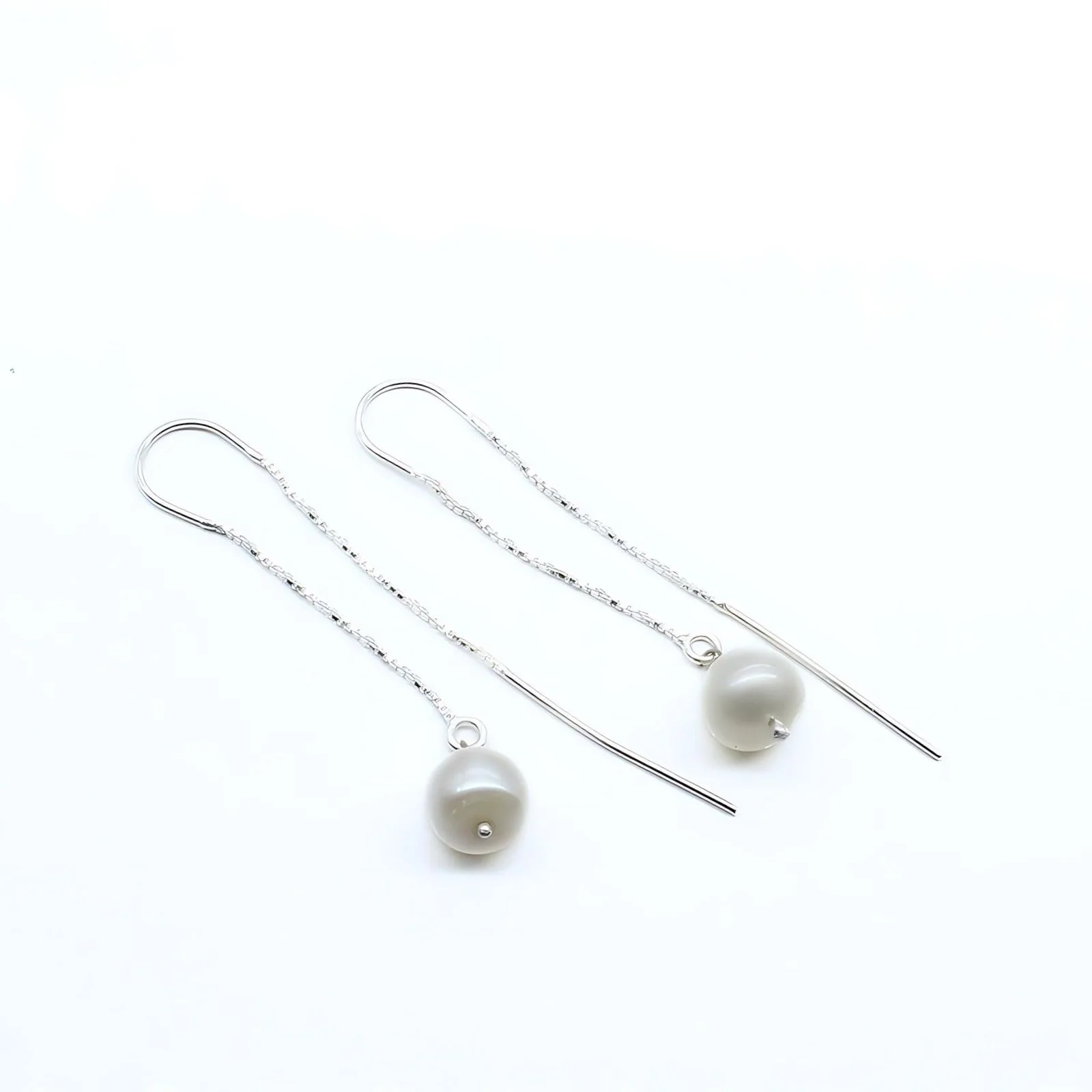 Real Silver Daily Wear White Pearl Sui Dhaga Earrings For Girls And Woman - Image 5