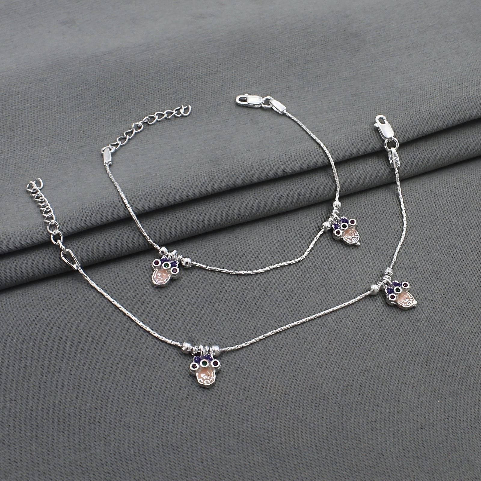 Real Silver dangle charm Chain Adjustable Kids Anklet - Image 2
