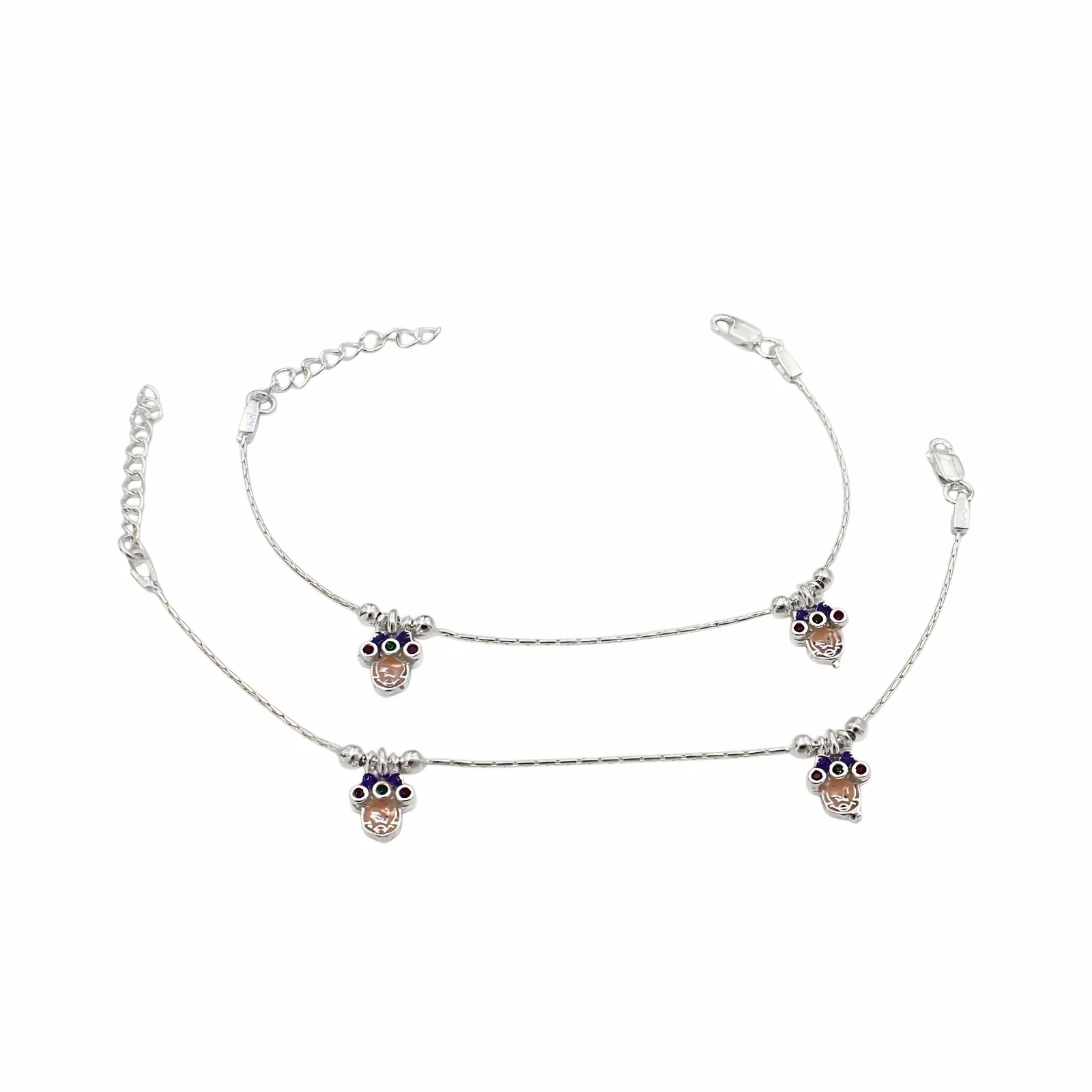 Real Silver dangle charm Chain Adjustable Kids Anklet - Image 3